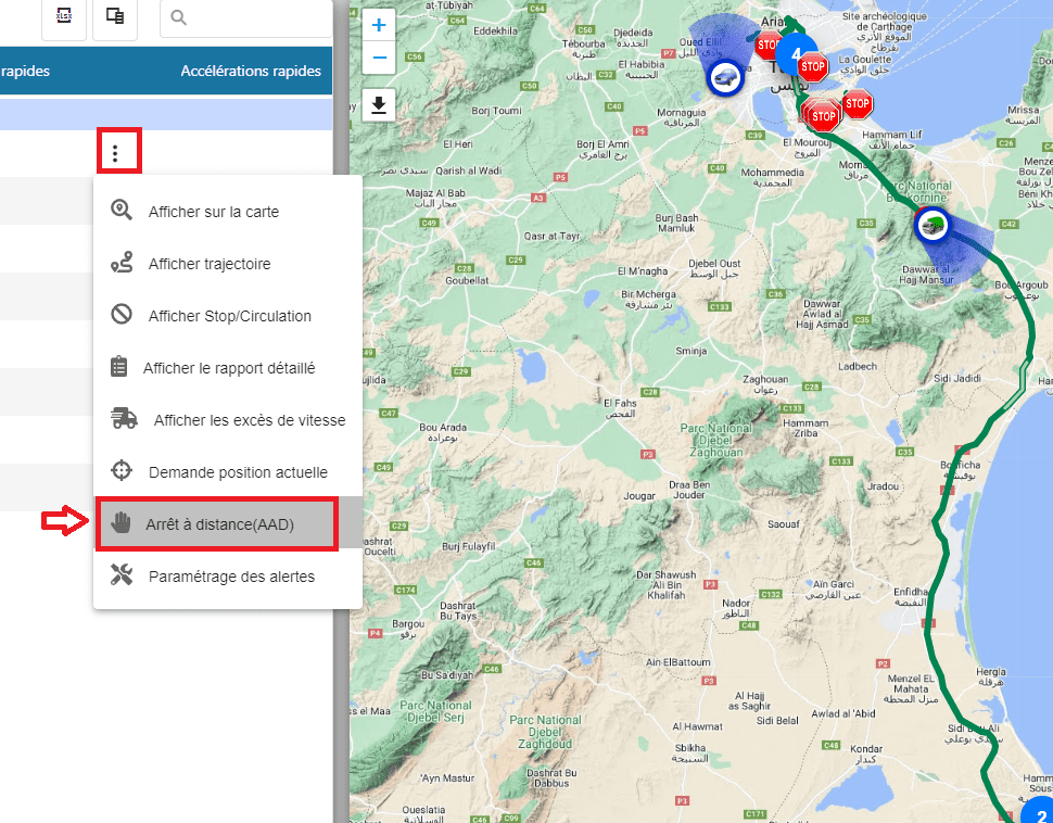 Arrêt à distance LaTrace